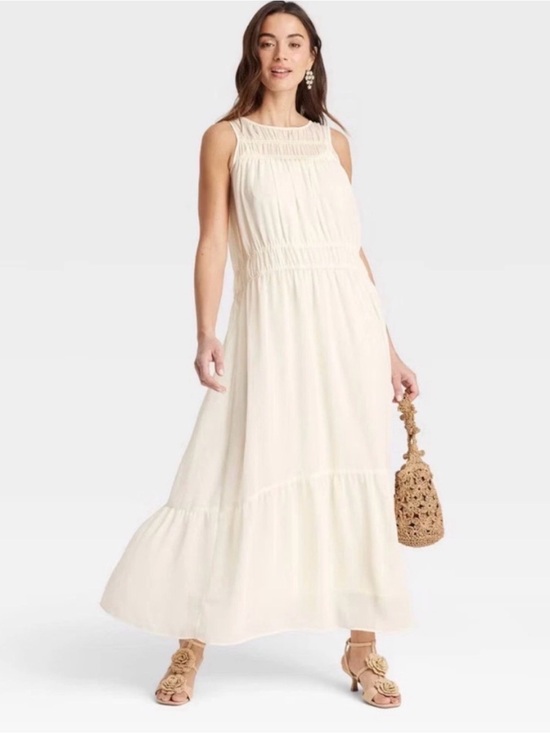 a new day Dresses & Skirts - a new day Cream Sleeveless Tiered Maxi Dress xl nwt